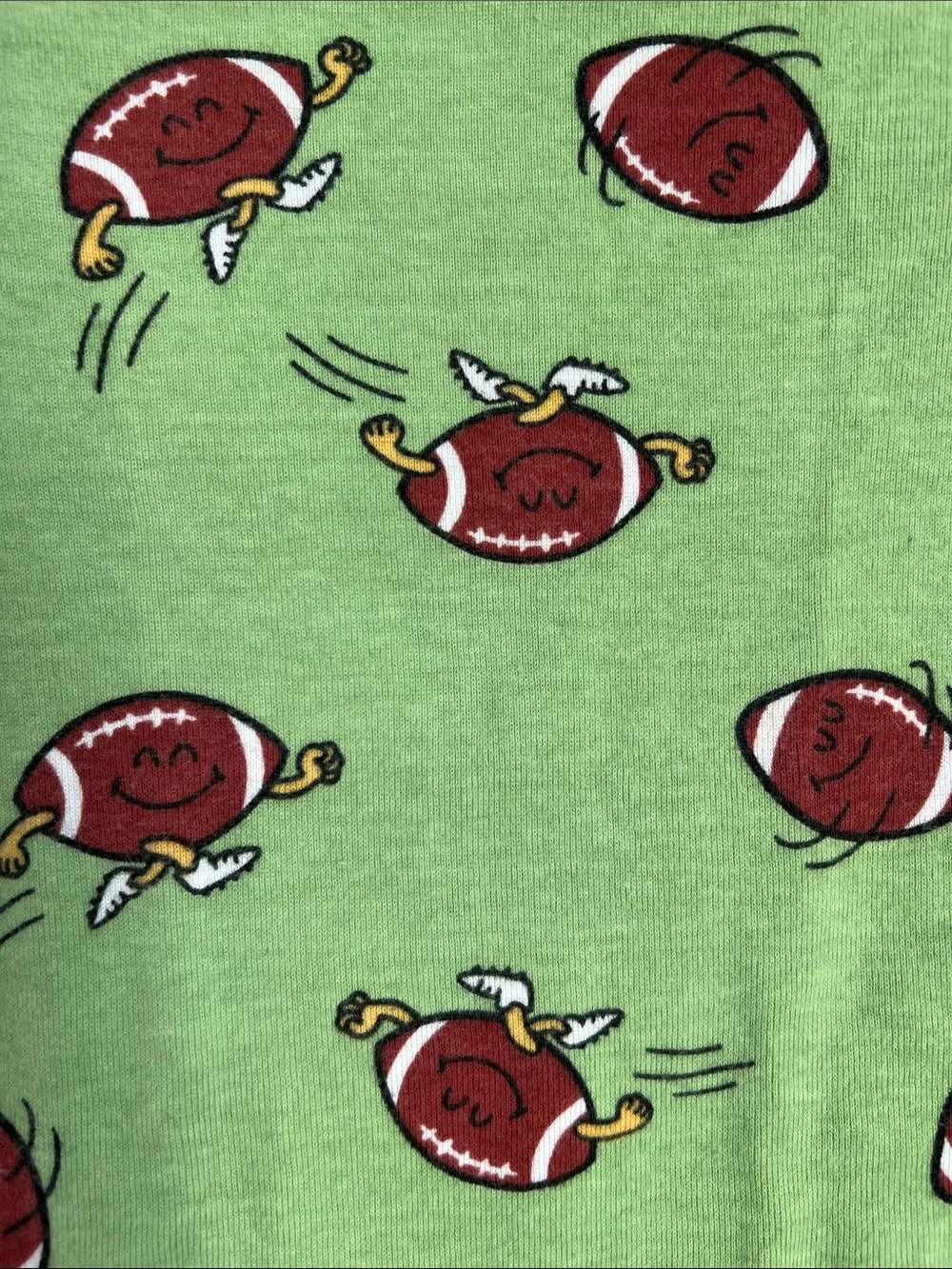 Old Navy | Green Football-Print Long-Sleeve Baby One-Piece 6-12 Months